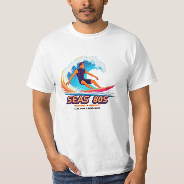 Seas 80-talet - Retro Surfer Power Wave Tee (Framsida)