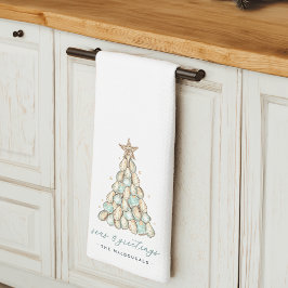 "Seas & Greetings" Coastal Oyster Christmas Tree Kökshandduk