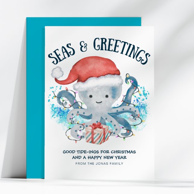 Seas & Greetings Octopus Santa Christmas Julkort (Skapare uppladdad)