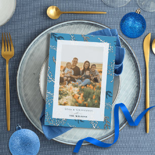Seas & Hälsning Coral Blue Helgdag Photo Card Inbjudningar