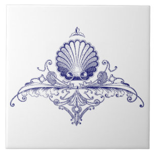 Seas helvetes prydnadsfrys Blue & White Kakelplatta