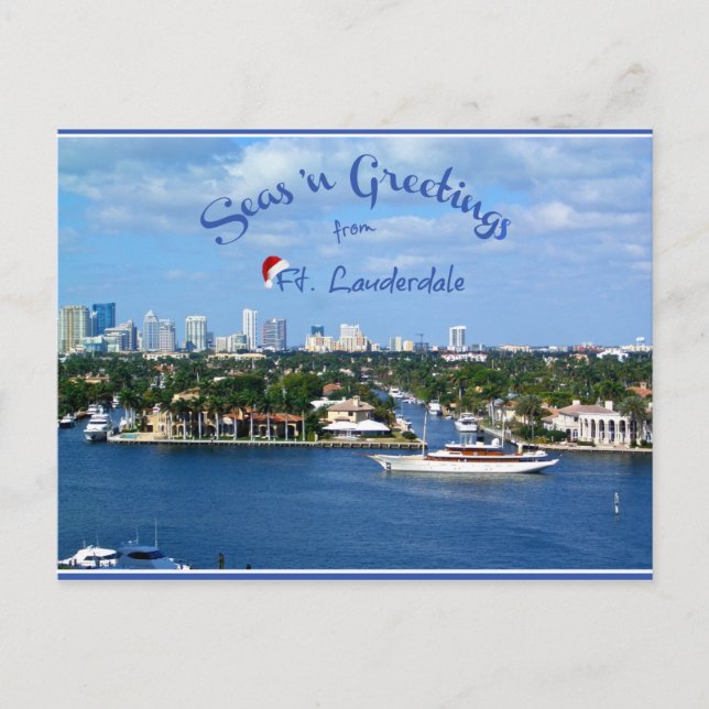 Seas i Hälsning från Sunny Ft Lauderdale Florida Vykort (Framsida)