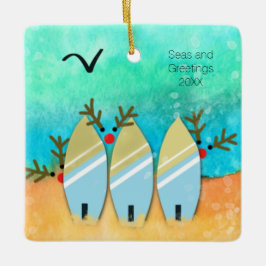 Seas och Hälsning Beach-jul med Rudolph Julgransprydnad Keramik