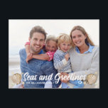 Seas och Hälsning Beach Photo jul Helg Vykort<br><div class="desc">Skicka dina vänner och släkt varmt önskemål med den här roligten,  ett helgdag på strandtemat. Anpassa med ditt eget foto och med din familj namn. Lägg till ett anpassningsbar-meddelande på baksidan eller lämna tomt.</div>