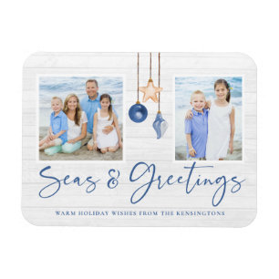 Seas och Hälsning Coastal Wood Helgdag Photo Magnet