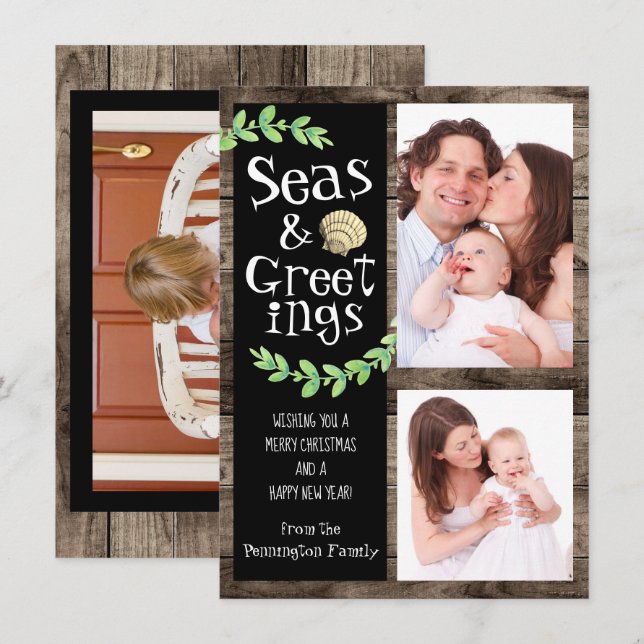 Seas och Hälsning Fotokollage Julkort (Fram/baksida)