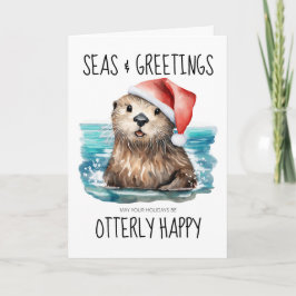 Seas och Hälsning Otter Santa Coastal jul Kort