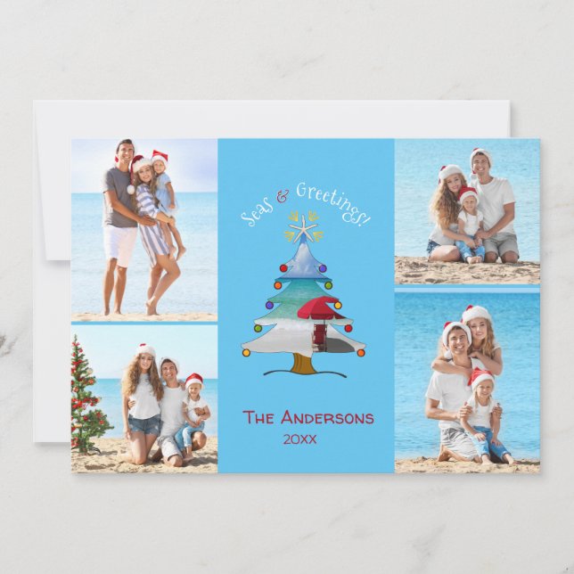 Seas och Hälsning Photo Beach jul Holl Julkort (Framsida)