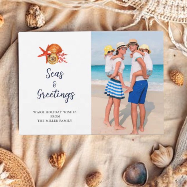 Seas och Hälsning Seashell Foto Holiday Greetings Julkort (Skapare uppladdad)