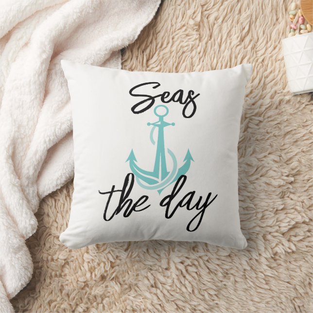 Seas the Day Throw Pillow Kudde (Filt)