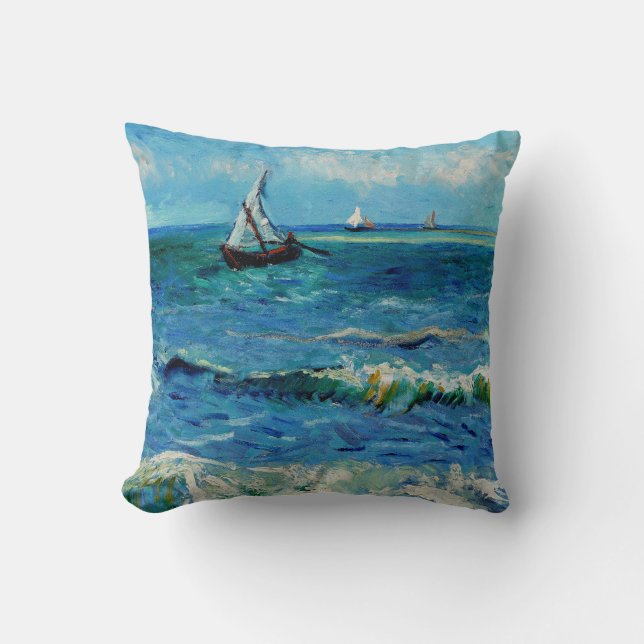 Seascape at Les Saintes-Maries Fine Art Kudde (Framsida)