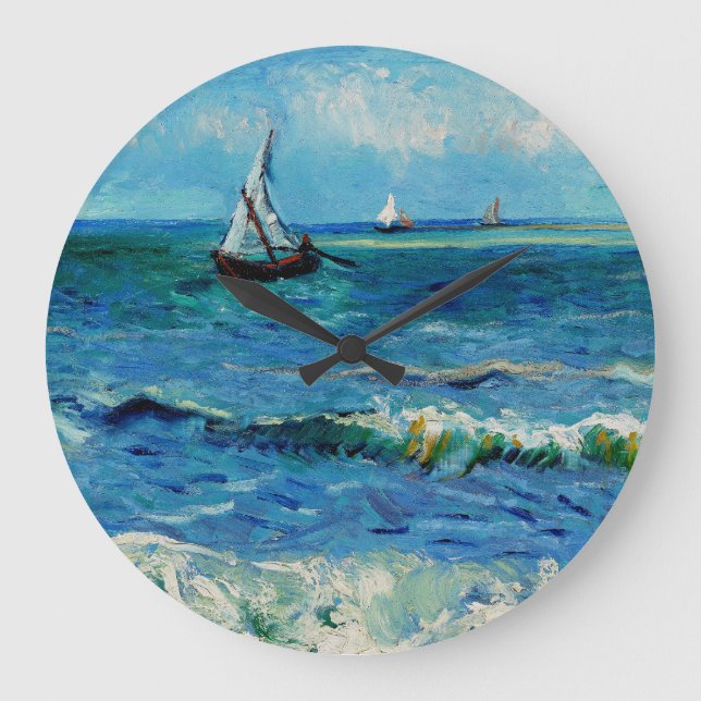 Seascape at Les Saintes-Maries Fine Art Stor Klocka (Framsida)