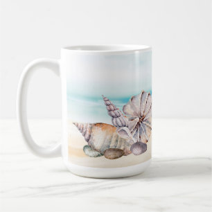 Seashceller för nautisk vattenfärgsfärg kaffemugg