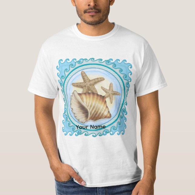 Seashell and Starfish T Shirt (Framsida)