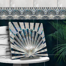 Seashell Art Deco - Abalone Snäcka och Pearl Kakelplatta