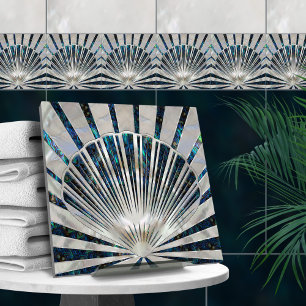 Seashell Art Deco - Abalone Snäcka och Pearl Kakelplatta