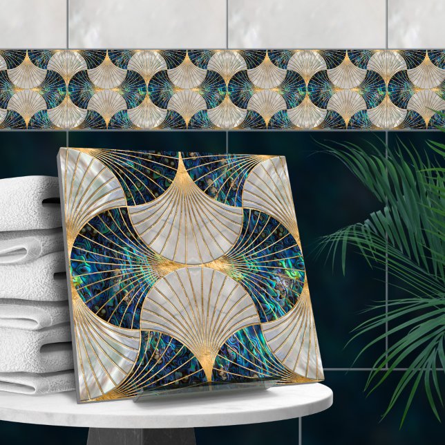 Seashell Art Deco - Abalone Snäcka och Pearl Kakelplatta (Skapare uppladdad)