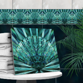 Seashell Art Deco-Aquamarine och Abalone Kakelplatta