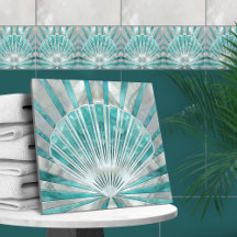 Seashell Art Deco-Aquamarine och Pearl