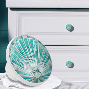 Seashell Art Deco-Aquamarine och Pearl Knopp
