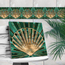Seashell Art Deco-Malachite och Guld
