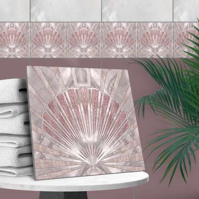 Seashell Art Deco-Misty Ro och Pearl Kakelplatta (Skapare uppladdad)