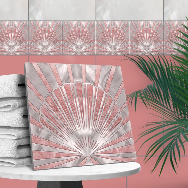 Seashell Art Deco-Ro Quartz och Pearl Kakelplatta (Skapare uppladdad)