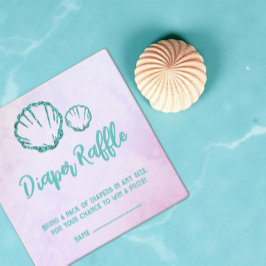 Seashell Baby Shower Diaper Raffle Tilläggskort