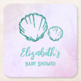 Seashell Baby Shower Underlägg Papper Kvadrat