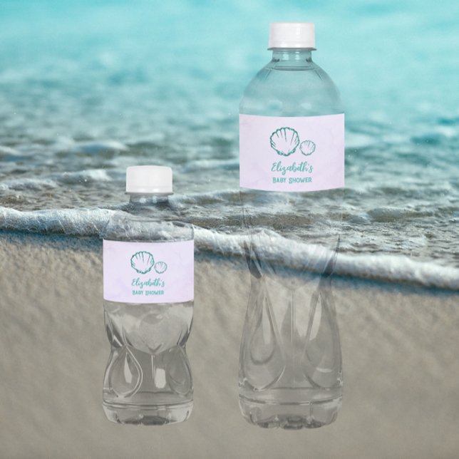 Seashell Baby Shower Vattenflaskor Etikett (Skapare uppladdad)