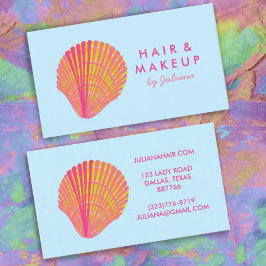 Seashell Beach Chic Elegant Rosa Blue Visitkort