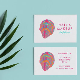 Seashell Beach Chic Elegant Rosa & BLue Visitkort