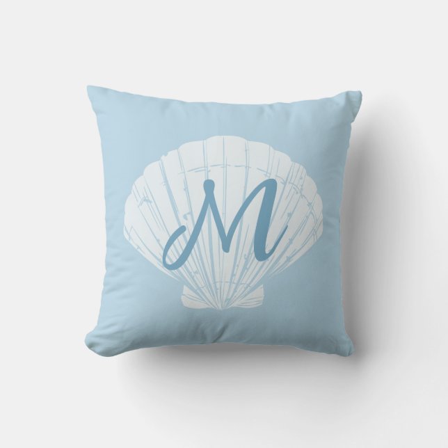 Seashell Beach Coastal Monogram Kudde (Framsida)