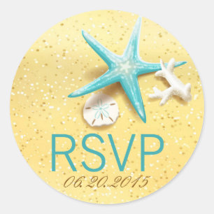 Seashell Beach Destinations Wedding OSA Label Runt Klistermärke
