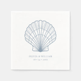 Seashell Beach Dusty Blue Coastal Bröllop Pappersservett
