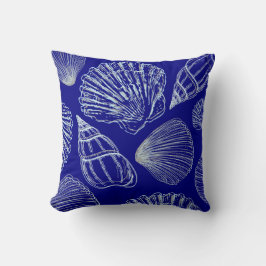 Seashell Beach House Coastal Blue White Snäcka Kudde