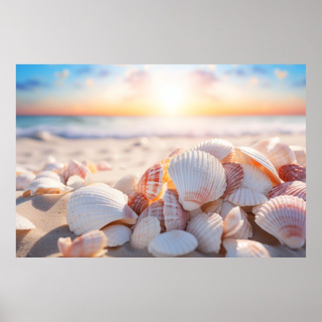 Seashell Beach Nature Serene Tranquil Poster (Framsidan)