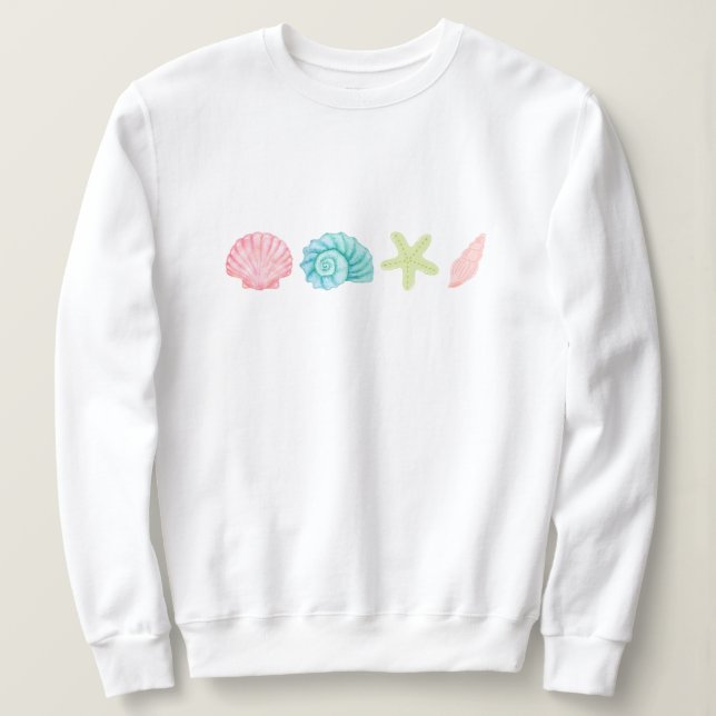 SeaShell Beach Sommar Kvinna Estetisk Ocean Älskar T Shirt (Design framsida)