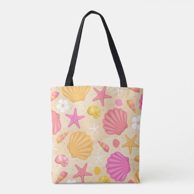 Seashell Beach Tote Bag Tygkasse (Baksida)