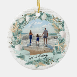 Seashell Beach Tropical WAN MED Photo Julgransprydnad Keramik