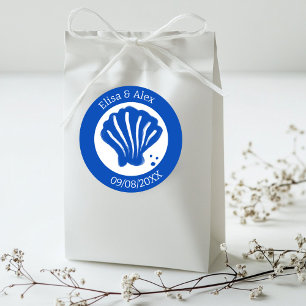 Seashell Beach WedBlue White ANPASSNINGSBAR Runt Klistermärke