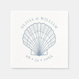 Seashell Beach Wedding Coastal Dusty Blue Pappersservett