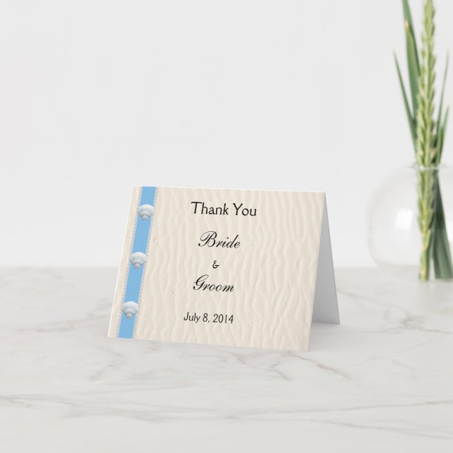 Seashell Beach Wedding Tack Kort (Framsida)