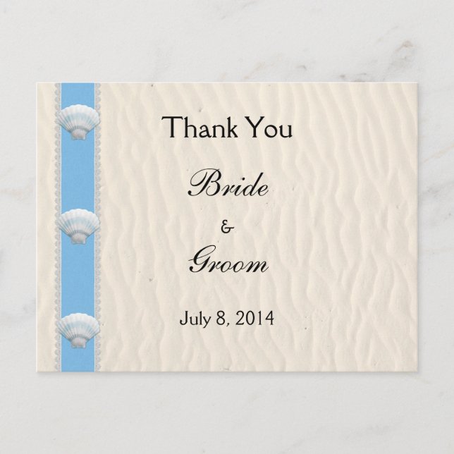Seashell Beach Wedding Tack Vykort (Framsida)