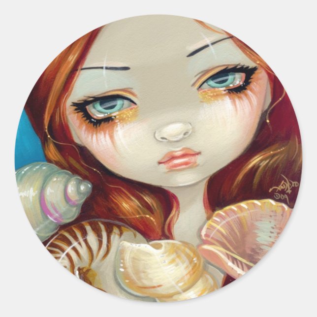 "Seashell Beauty" Sticker Runt Klistermärke (Framsida)