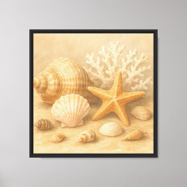 Seashell Collection Visning - "Coastal still Life" Canvastryck (Framsida)