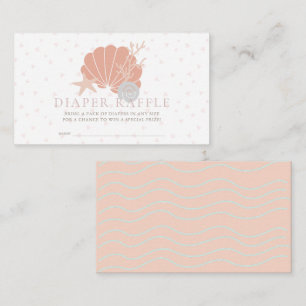 Seashell Coral Rosa Baby Diaper Raffle Biljett Tilläggskort