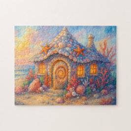 Seashell Cottage Coastal Coral Beach Ocean House Pussel