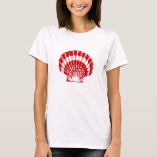 Seashell - djupt rött och vitt t shirt