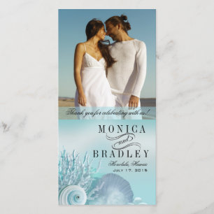 Seashell Dreams Beach Wedding Tack aqua Kort